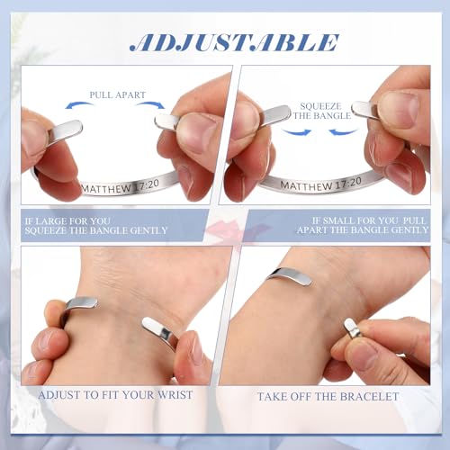 MTLEE 30 Pcs Inspirational Cuff Bracelets Bulk Gifts for Women Motivational Bible Verse Bracelet Silver Personalized - style: Lection