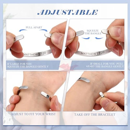 MTLEE 30 Pcs Inspirational Cuff Bracelets Bulk Gifts for Women Motivational Bible Verse Bracelet Silver Personalized - style: Lection