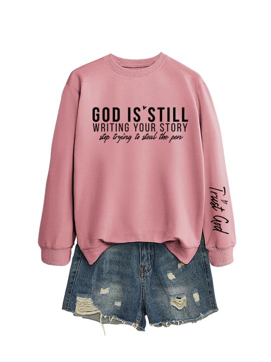 Christian Sweatshirts for Women Religious Faith Christian Shirt - color: Rose Gold, size: Large