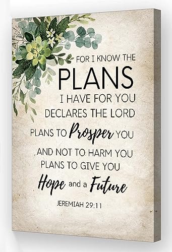 For I Know The Plans I Have for You Bible Verse Wall Art Framed Motivational Quote Poster Retro Religious Christian Pictures Wall Decor (16x24in,Framed) - size: 16x24in