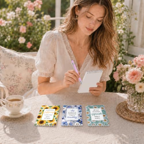 Sprial Notebooks with Pens 48 Pack, 5.5 x 4.7 Inch, Floral - color: Lush Botanical Motivational
