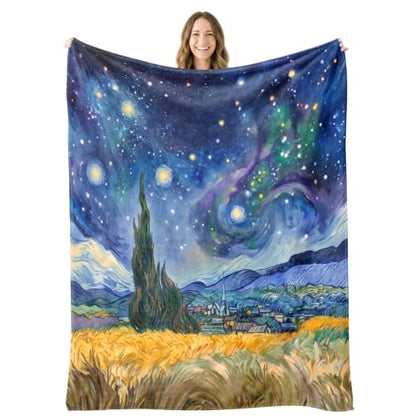 Abstract Inspired Throw Blanket – Abstract Style Cosmic Landscape - color: Tk050, size: 60"x50"