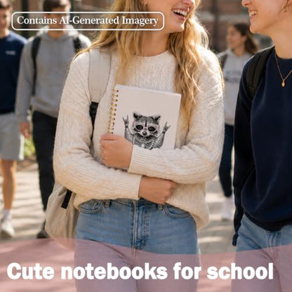 Funny Feral Raccoon Notebook Journal for Women Teen Girls Gifts - color: Raccoon