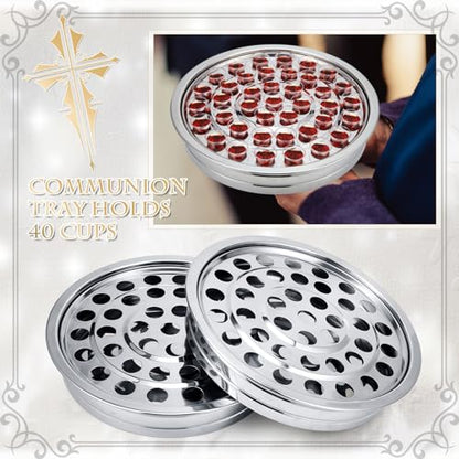 Zhehao 2 Pcs Communion Trays & Disposable Chalices Church Supplies, Silver - color: Silver