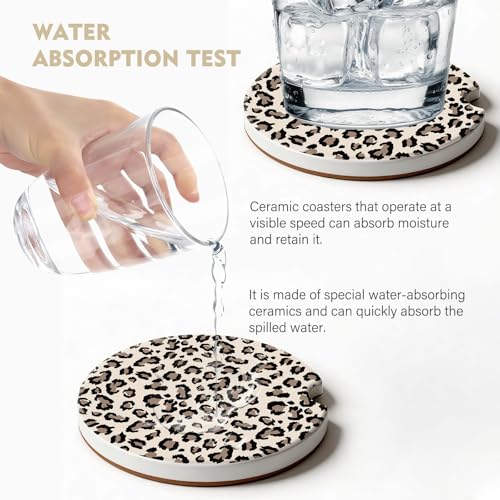 2 Pack Car Coasters for Cup Holders, Cute Car Accessories Interior (Leopard-Yellow) - color: Leopard-yellow