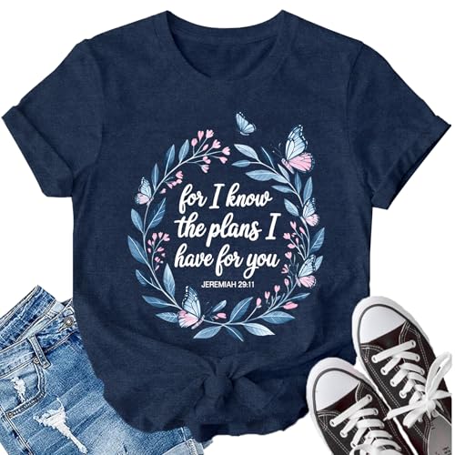 LBP Womens Christian Wildflowers Shirts Grow in Grace Shirt Bible Verse Faith-Based Tee Tops - color: Blue1, size: XX-Large