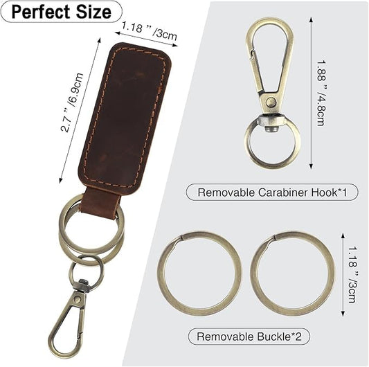 Jack&Chris Genuine Leather Car Keychain, Universal Key Fob Keychain, Leather Key Chain Holder for Men and Women, JC306 - color: Red Brown*2