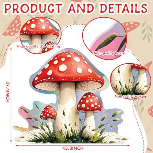 Teling 43.3 x 37.4 Inch Large Mushroom Photo Prop Party Decoration Forest Mushroom Cutout Backdrop Decor Woodland Fairy Birthday Baby Shower Supplies - style: Mushroom