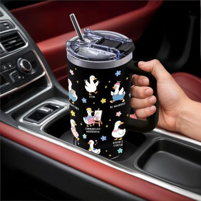 Autism Awareness Duck Gifts for Women, 40oz Tumbler with Handle & Straw - color: Duck