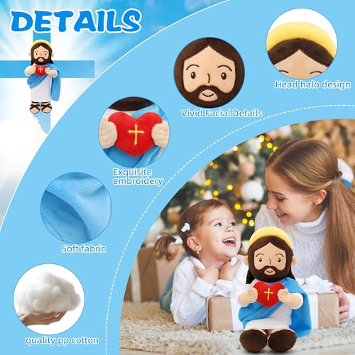Yelakey 14" Jesus Plush Doll W/NFC Daily Bible Verse for Kids