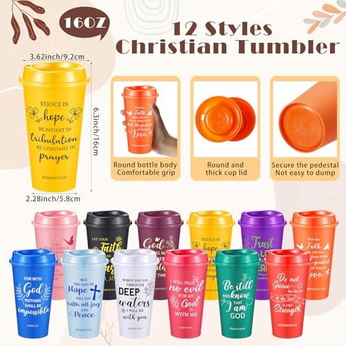 Skylety 12 Set Christian Gifts Bulk Scripture Cup Set, Classic Color - color: Classic Color
