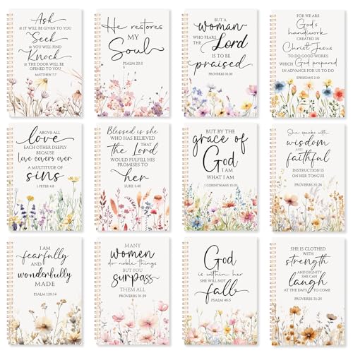 Supervitae 12 Pack Christian Journals Notebooks Gifts for Women,Flowers - style: Flowers