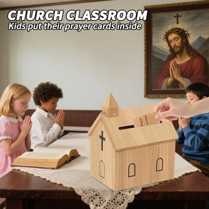 Offering Boxes for Church - Prayer Request Box, Wood Church Offering Collection Tithing Donation Fundraising Box 9.1 x 6.7 x 11.8 in