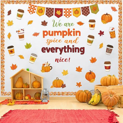 Containlol Fall Bulletin Board Decorations Pumpkin Spice Classroom Cutouts - color: Yellow, style: Coffee Cup