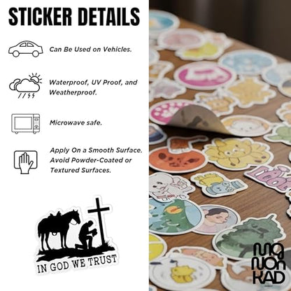 (3Pcs-3") Praying Cowboy Stickers in God We Trust Religious Christian God Jesus Waterproof Die-Cut Vinyl Sticker for Laptop Water Bottle Tumbler Kindle Decal Gift for Her Him 3 Inches - size: 3 Inches