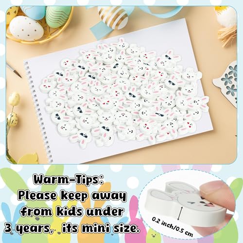 Easter Bunny Mini Erasers for Kids - 60Pcs Spring Gifts Easter Rabbit Pencil Erasers Cute Rabbit Ears Face 3D Puzzle Desk Pet Stationery for Classroom Reward Basket Stuffers Birthday Party - style: Easter Bunny