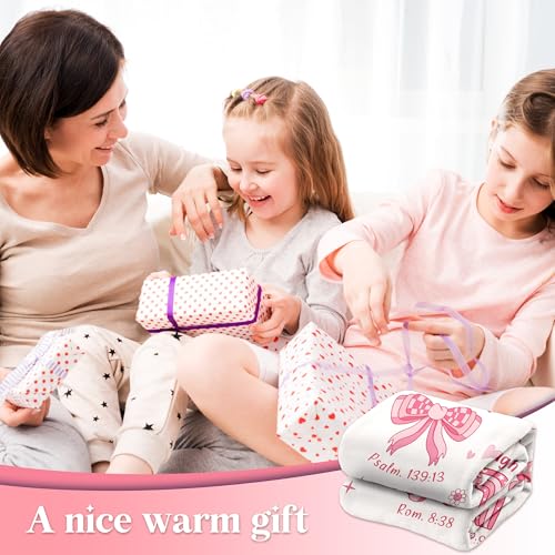 Baptism Gifts for Girl Christening, Christian Gifts for Girls, Flannel Soft Girl Blanket Decor, Christian Gift for Women on Birthday Christmas, Bible Verse Scripture Prayer Blanket - 50" x 60" - size: 50'' × 60''