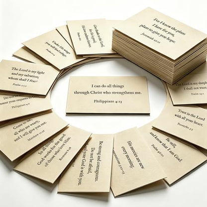 Bible Verse Cards, 60 Mini Prayer Cards on 600GSM Textured Paper - color: Beige