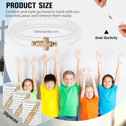 Landical 30/50/100 Cross Bracelets Bulk Jesus Women - color: White