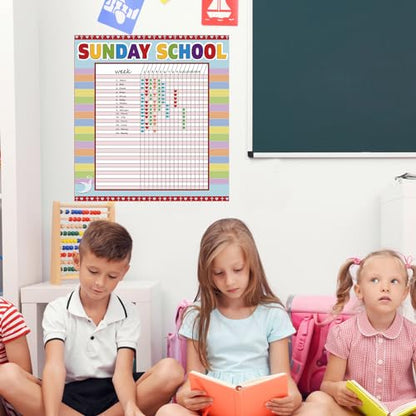 Yeaqee12 Pcs Sunday School Attendance Charts with Sticker, Red - color: Red