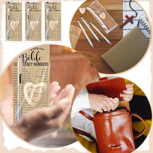 Gersoniel 12 Set Christian Gifts Bible Verse Bookmarks Pen Wooden Tokens
