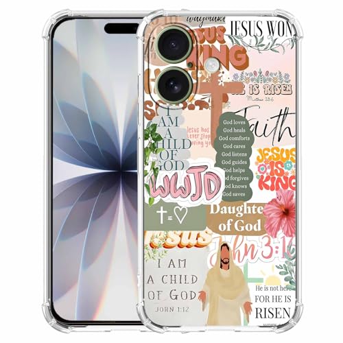 Christian Quotes Aesthetic Vintage Jesus Bible Verse Collage Pattern,Soft TPU Bumper Case for iPhone 17,#1 - color: Bible 1, size: iPhone 17