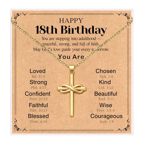 Happy 6-16th Birthday Gifts for Girls,Cross Necklace Decorations - style: Happy 18th Birthday