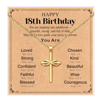 Happy 6-16th Birthday Gifts for Girls,Cross Necklace Decorations - style: Happy 18th Birthday
