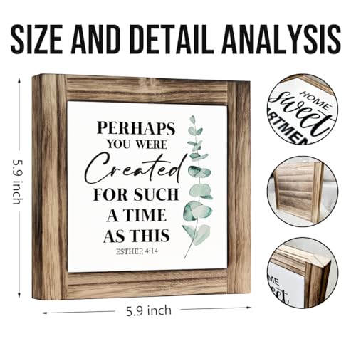 Perhaps You Were Created for Such A Time Like This Sign, Christian Decor, Decorative Plaque Box Sign, Scripture Decor Art, Inspirational Saying Sign, Religious Home Office Decor, Religious Gift - color: color04