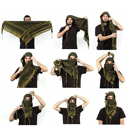 Aonal Military Shemagh Tactical Desert Scarf, Keffiyeh Scarf for Men - color: Khaki