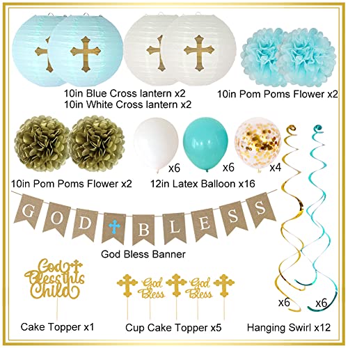 Baptism Decorations for Boys First Communion Decorations - color: Blue
