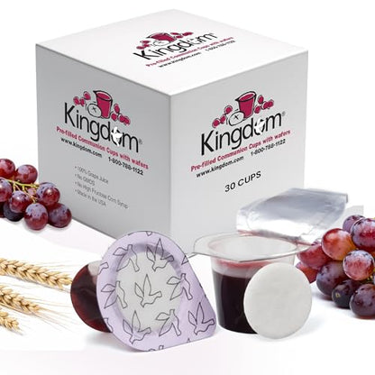 Kingdom Prefilled Communion Cups with Wafers - 30 Count - size: 10.92 Ounce (Pack of 1)