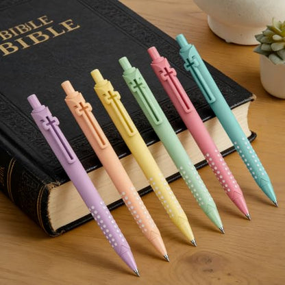 6 Pack Bible Journaling Gel Pens, 0.7mm Black Ink Retractable - color: Macaron-Black Ink