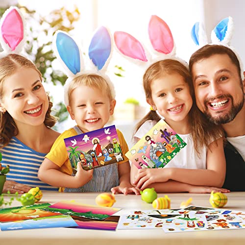 Outus 32 Set Make an Easter He Lives Scenes Craft Kit Religious Resurrection DIY Stickers He is Risen Scene Sunday Craft for Party Game Classroom Activities Christian Art DIY Project Supplies