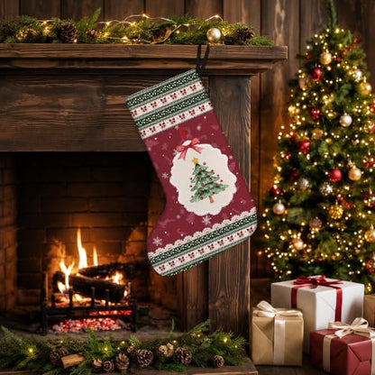 Coquette Red and Green Christmas Tree Stockings 16 Inch - color: Christmas19