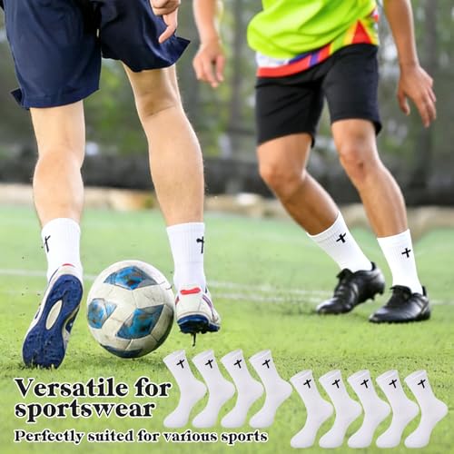 Christian Cross Socks for Men Women Jesus Prayer Sock, 6/9 Pairs - color: White