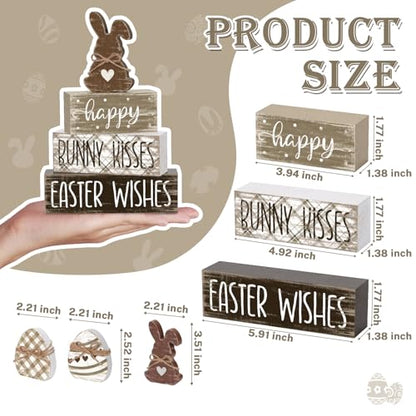 Britimes Tiered Tray Decor Set, 4 Pack, Wooden Table Sign, Easter Bunny Egg - color: Easter Bunny Egg