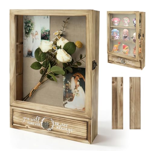 11" x 16" Wedding Shadow Box Display Case & Frame - Pine Wood Shadow Box