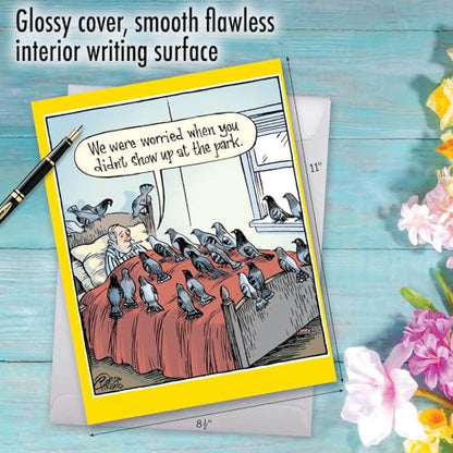 NobleWorks Jumbo Funny Get Well Card Worried Pigeons J2075GWG - style: Worried Pigeons