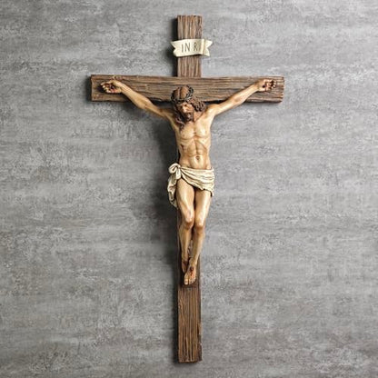 BC Catholic Crucifix Wall Cross, 20.75"H Large Jesus Cross for Wall - size: 20.8"L x 11.5"W