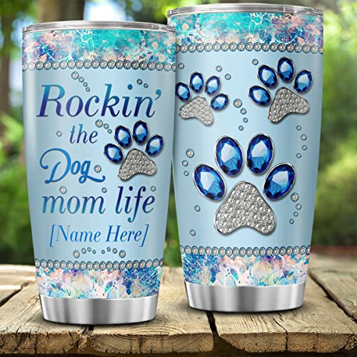 CUBICER Personalized Coffee Tumbler Dog Mom Life Customized Name Travel Mugs Oz Birthday Gifts For Women Stainless Steel Cups Insulated Tumblers Inspirational Sayings Mothers Day - color: Dog Mom Life