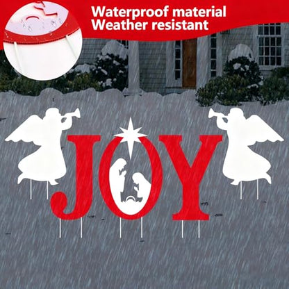 5 Pcs Joy Nativity Scene Decorations, Religious Xmas Yard Sign with Stake, Angels Christmas Decorations for Home Gatherings, Festival Celebrations, Wedding Decor