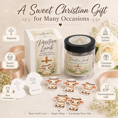 Positive Lamb of Hope - 60 Empowering Bible Verse Prayer Cards, Religious Catholic & Christian Gifts for Women, Men, and Teens for Birthday, Graduation, Confirmation, Baptism Gifts For Girl & Boys - color: Positive Lamb