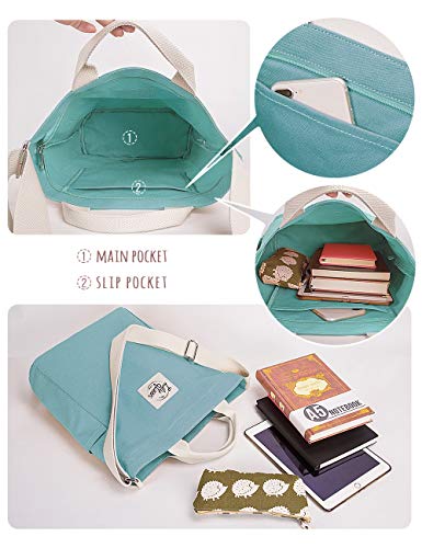 Lily queen Women Canvas Tote Handbags Casual Shoulder Work Bag Crossbody - color: Blue