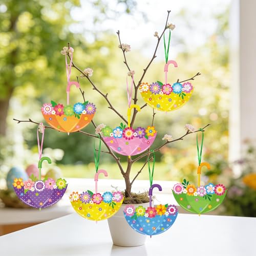PAIVSUN 24Pcs Spring Crafts Kits Make You Own Umbrella Paper Ornament - style: Spring Umbrella