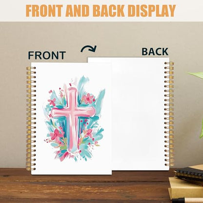 AQYIP Abstract Christian Cross Spiral Notebook, Pastel Bible Journaling Notebooks, Prayer Journal for Woman, Religious Journals for Writing, Christian Notebooks for Note Taking, 5.5x8.3 Inch - color: Pastel
