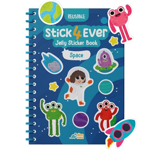 Stick4Ever Jelly Sticker Book® - for Kids - Waterproof, Easy to Clean Reusable Sticker Book for Toddlers- Reusable Road Trip Activities for Kids - Stocking Stuffers for Toddlers (Space) - style: Space