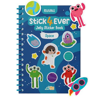 Stick4Ever Jelly Sticker Book® - for Kids - Waterproof, Easy to Clean Reusable Sticker Book for Toddlers- Reusable Road Trip Activities for Kids - Stocking Stuffers for Toddlers (Space) - style: Space