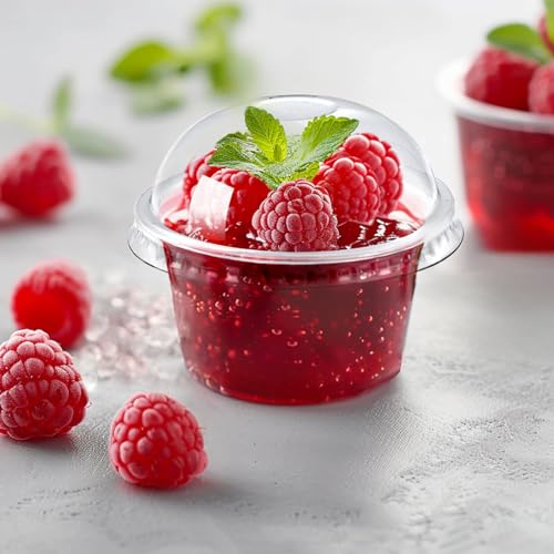 [100 Sets 5 oz] Clear Plastic Cups with Dome Lids,Disposable Plastic Drinking Cups,Parfait Cups for Cupcake/Ice Cream/Latte/Cold drinks - size: 5oz