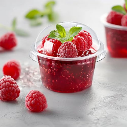 [100 Sets 5 oz] Clear Plastic Cups with Dome Lids,Disposable Plastic Drinking Cups,Parfait Cups for Cupcake/Ice Cream/Latte/Cold drinks - size: 5oz